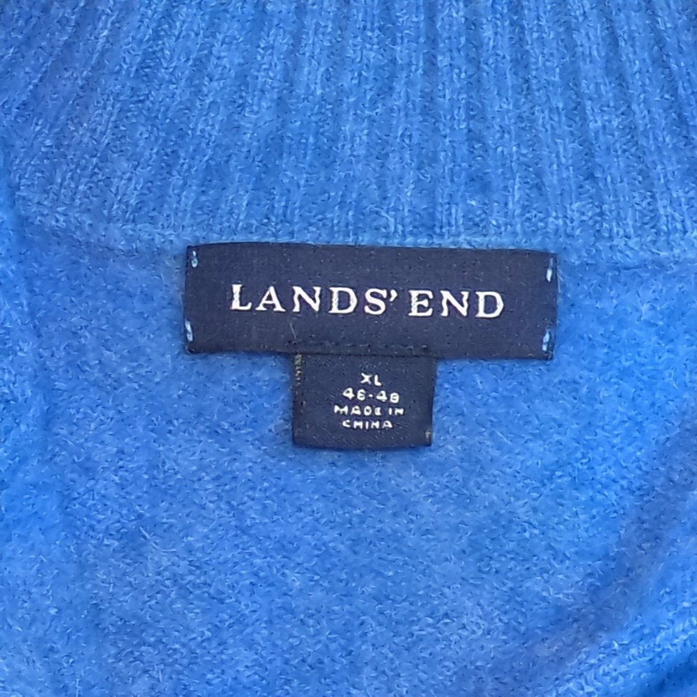 Lands' End Mens Lambswool Cashmere Mock Neck Sweater XL Breathable Luxury Preppy - Picture 6 of 9